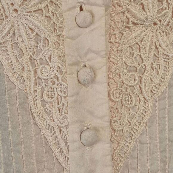 Vintage Jeanne Model Women's Pink Lace Details Short Sleeve Button Shirt Dress M - Picture 5 of 8